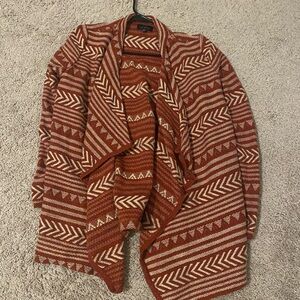 Lucky Brand Red and Cream Knit Sweater